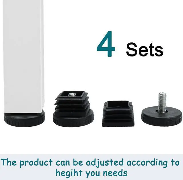 Alt view image 7 of 7 - Adjustable Leveling Feet 25 x 25mm Square Tube Inserts Furniture Glide 4 Sets