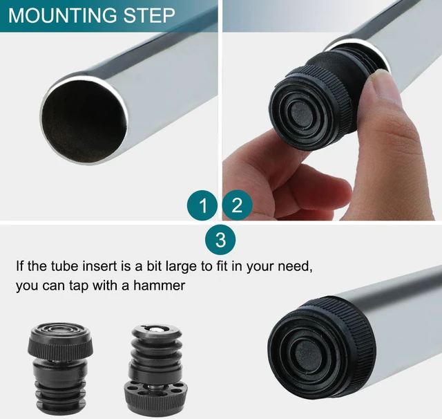Alt view image 5 of 7 - Leveling Feet 1" 25mm OD Round Tube Insert Furniture Adjustable Leveler 2 Sets