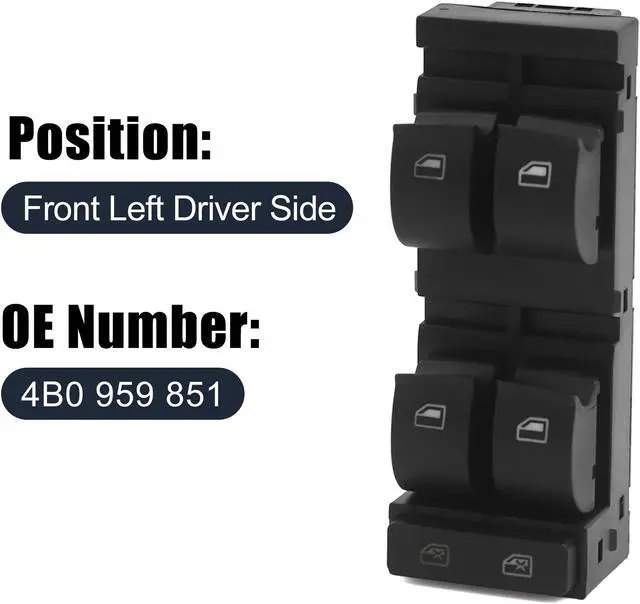 Alt view image 2 of 5 - Front Left Power Window Switch for Audi A6 RS6 S6 Allroad Quattro 4B0 959 851 B