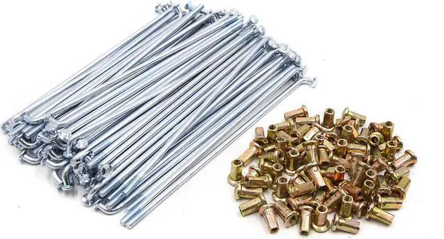 Main image of 72pcs Silver Tone 4mm Thread Dia 160mm Length Motorcycle Wheel Spokes w Nipples