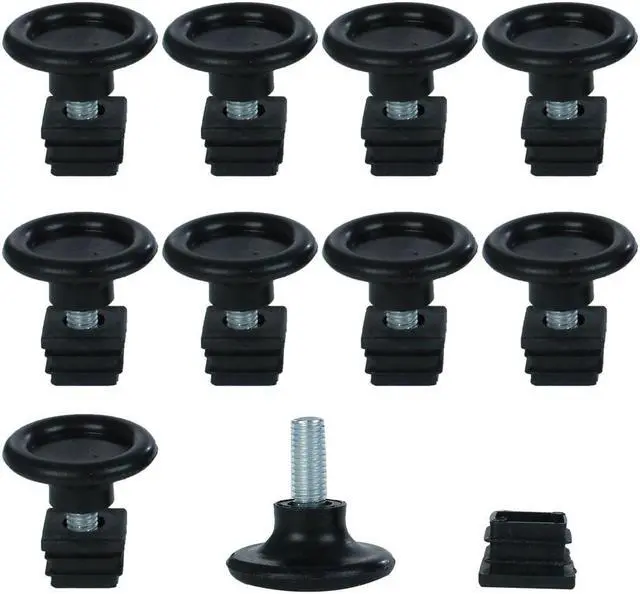 Main image of Adjustable Feet 20 x 20mm Square Tube Inserts Furniture Glide 10 Sets Black