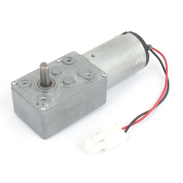 12V DC Worm Gear Motor, 5 RPM High Torque, Double Shaft, Self-Locking & Reversible