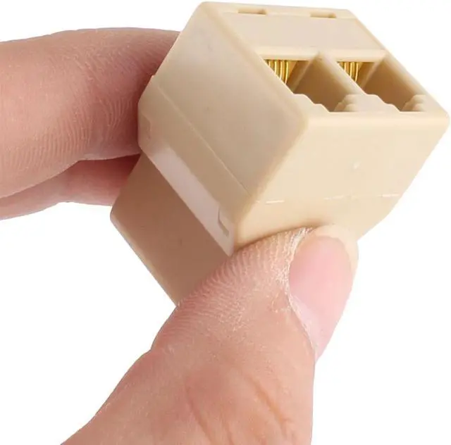 Alt view image 2 of 2 - RJ11 6P4C Female to Dual Female Y Splitter Phone Jack Adapter Divider Beige 2pcs