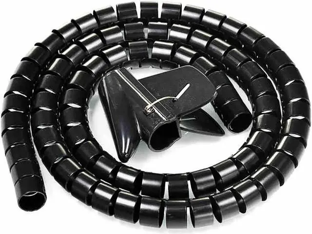 Main image of 15mm Flexible Spiral Tube Cable Wire Wrap Computer Manage Cord Black 10Ft w Clip