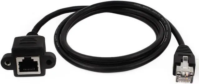 Alt view image 2 of 4 - 1m 3.3ft RJ45 Male to Female Screw Panel Mount Ethernet Network Extension Cable