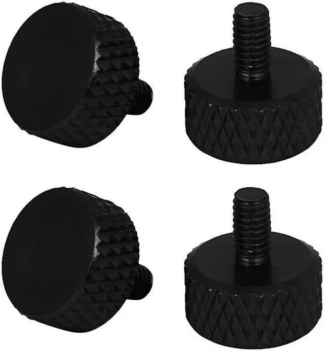 Main image of Computer PC Graphics Card Flat Head Knurled Thumb Screws Black M3.5x6mm 4pcs