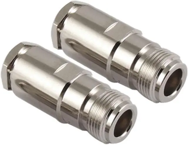 Main image of Silver Tone Screw N Type Female RF Coaxial Adapter 2Pcs for RG8 Cable