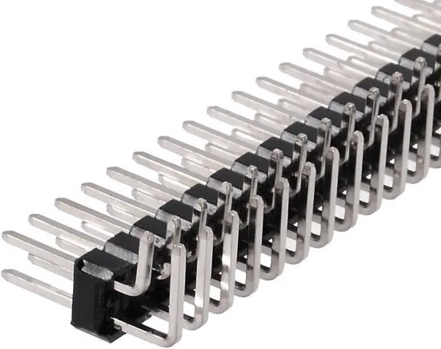 Alt view image 3 of 4 - 5Pcs 2.54mm Pitch 40-Pin Double Row Right Angle Connector Pin Header Strip