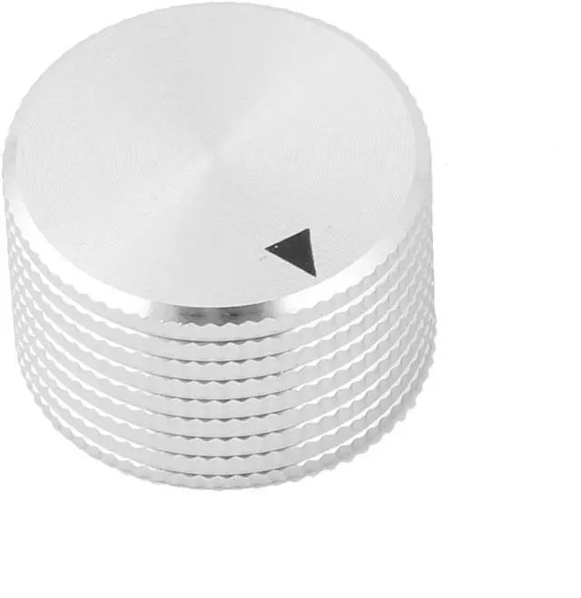 Main image of Aluminum Alloy Knurled Cap Potentiometer Control Knob Silver Tone 6mm Hole Dia
