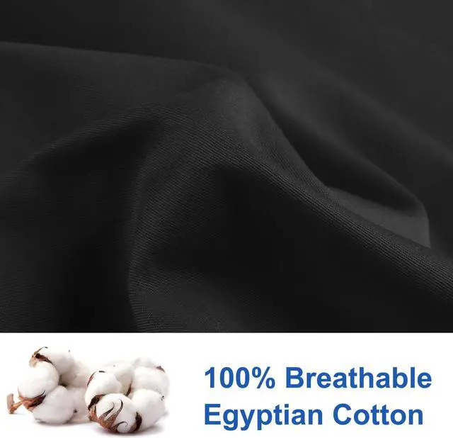 Alt view image 4 of 5 - Zippered Standard Pillow Cases Pillowcases Covers Protectors, Egyptian Cotton 300 Thread Count, Pack of 2, King(20"x36") Black