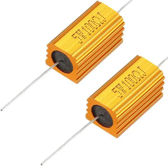Main image of Unique Bargains 2 Pcs Aluminum Case Resistor 5W 100 Ohm Wirewound for LED Replacement Converter