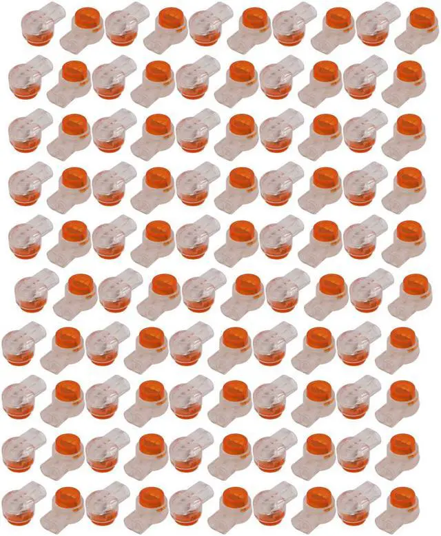 Main image of 100 Pcs Plastic K1 2 Ports Gel Splice UY Wire Connector Clear Orange