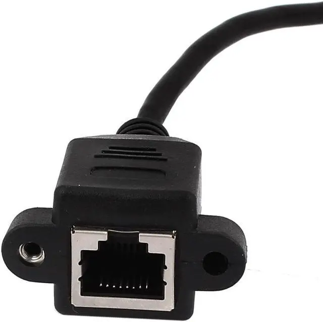 Alt view image 3 of 4 - 1m 3.3ft RJ45 Male to Female Screw Panel Mount Ethernet Network Extension Cable