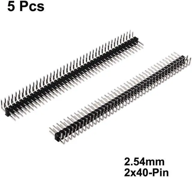 Alt view image 2 of 4 - 5Pcs 2.54mm Pitch 40-Pin Double Row Right Angle Connector Pin Header Strip