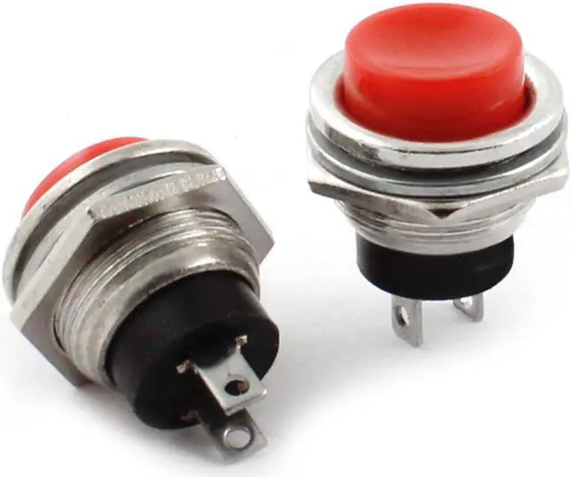 Main image of Unique Bargains 2PCS 14mm Mounting Dia SPST Momentary Push Button Switch AC125V 3A