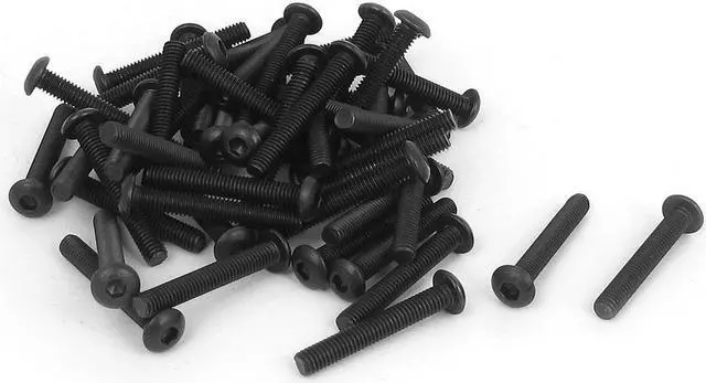 Main image of M3 x 20mm Alloy Steel Hex Socket Button Head Machine Screws Black 50 Pcs