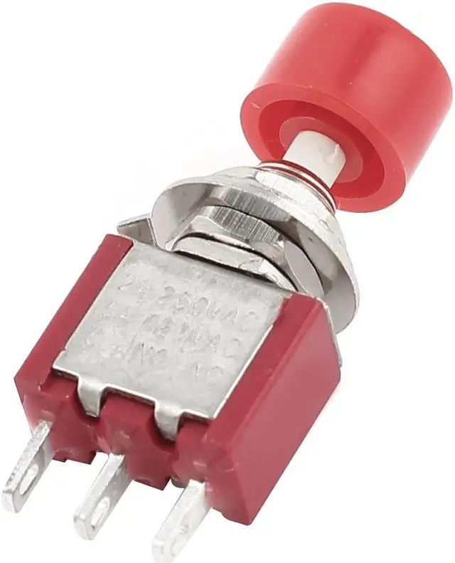 Main image of Unique Bargains AC 120V 5A 3Pin SPDT 1NO 1NC Momentary Red Cap Push Button Switch