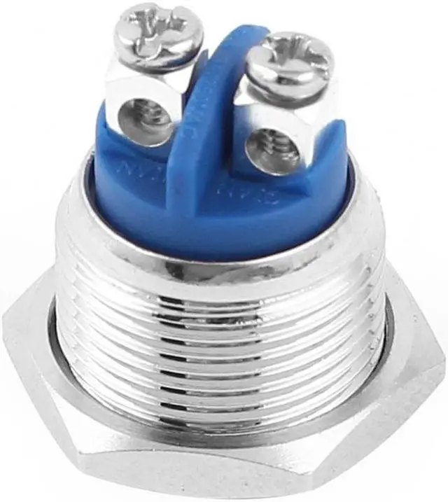 Alt view image 2 of 2 - Unique Bargains SPST 2-Screw Termianls 16mm Panel Mount Momentary Metal Push Button Switch