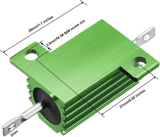 Alt view image 3 of 4 - Unique Bargains 25W 33k Ohm Aluminium Housing Chassis Mount Wirewound Power Resistors Green 2pcs