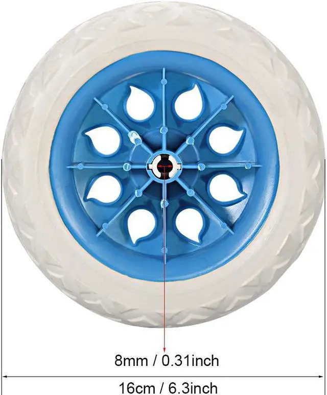 Alt view image 2 of 3 - 2pcs Shopping Cart Wheels Trolley Caster 6.5 Inch Dia Rubber Foaming Light Blue