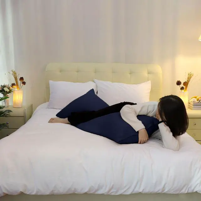 Alt view image 5 of 7 - Soft Microfiber Body Pillow Cover with Zipper Closure, Long Pillow Cases for Body Pillows, 20"x60", Navy