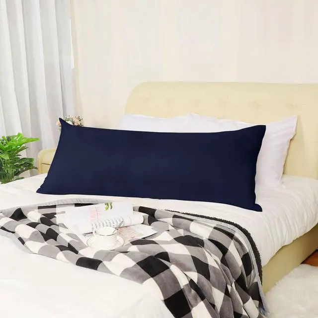 Alt view image 2 of 7 - Soft Microfiber Body Pillow Cover with Zipper Closure, Long Pillow Cases for Body Pillows, 20"x60", Navy