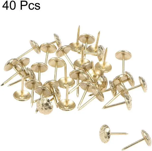 Alt view image 2 of 4 - Upholstery Nails Tacks 7/16-Inch Head Dia Antique Round Thumb Push Pins Gold Tone 40 Pcs