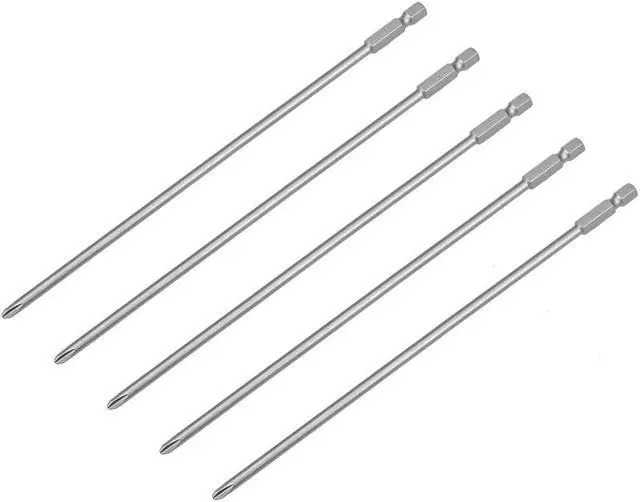 Main image of 5Pcs 1/4-Inch Hex Shank 200mm Length Phillips 4.5PH2 Magnetic Screw Driver S2 Screwdriver Bits