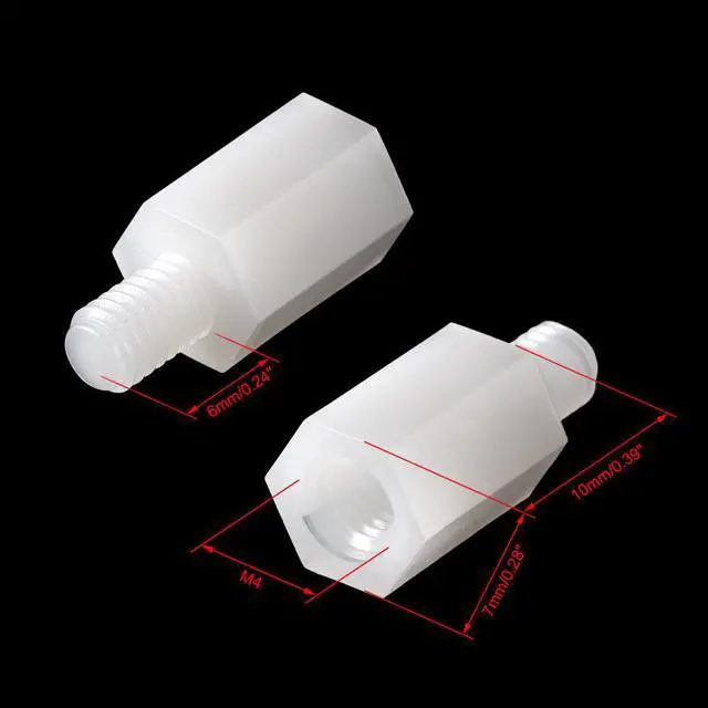 Alt view image 2 of 3 - M4 10+6mm F/M Nylon Hex Standoff Spacer Screws PCB Pillar White 100 Pcs