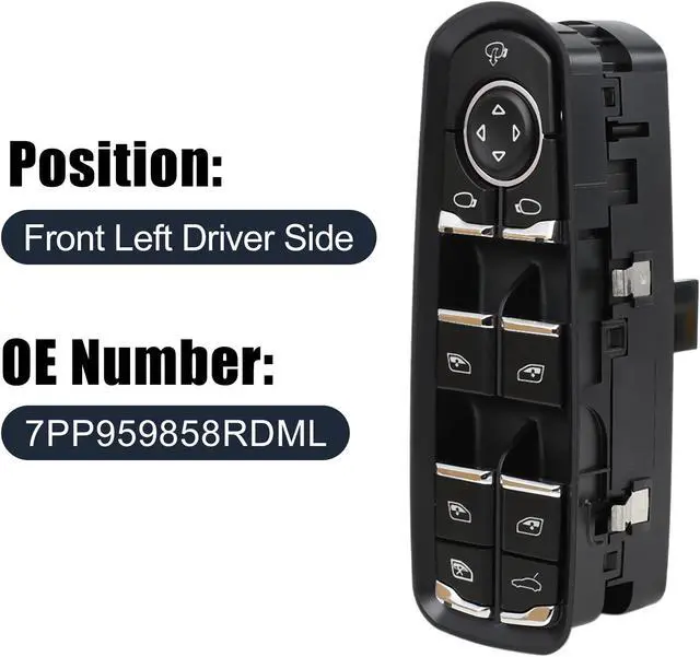 Alt view image 2 of 5 - Front Left Power Door Window Switch 7PP959858RDML for 2010-2014 Porsche Panamera