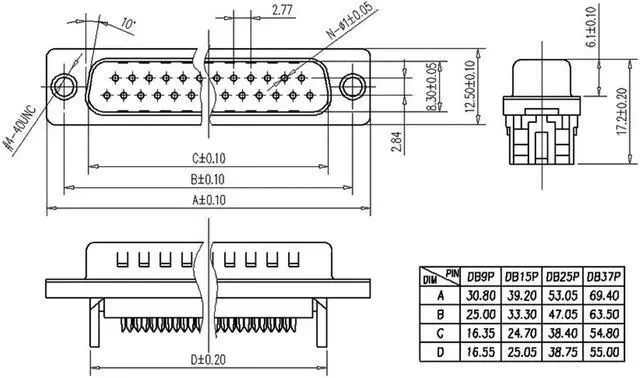 Alt view image 3 of 4 - IDC D-Sub Ribbon Cable Connector 25-pin 2-row Male Plug IDC Crimp Port Terminal Breakout for Flat Ribbon Cable Blue