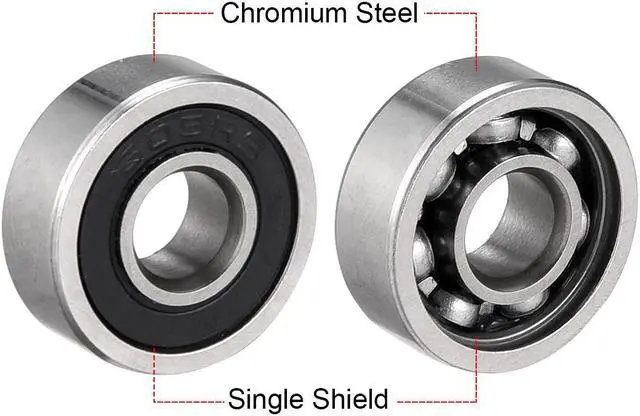 Alt view image 2 of 4 - 5pcs Deep Groove Ball Bearing 605RS Single Sealed, 5mm x 14mm x 5mm Chrome Steel