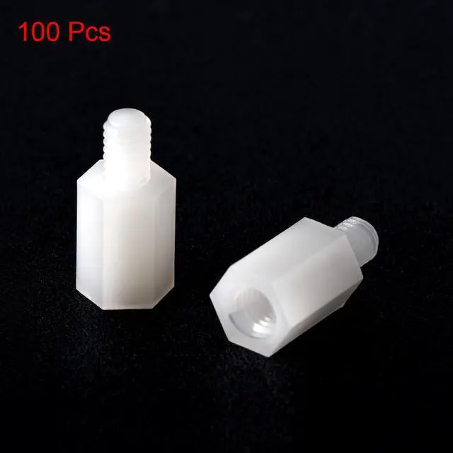 Alt view image 3 of 3 - M4 10+6mm F/M Nylon Hex Standoff Spacer Screws PCB Pillar White 100 Pcs