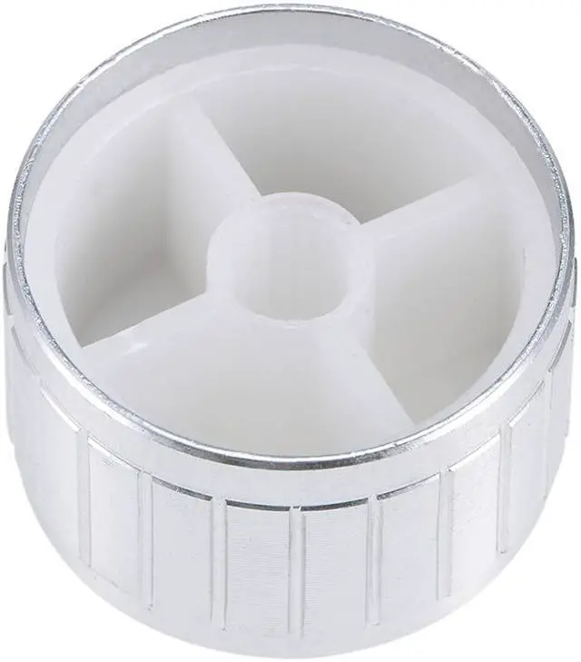 Alt view image 4 of 4 - 2Pcs 26x17mm Aluminium Alloy Potentiometer Volume Control Rotary Knob Knurled Shaft Hole Silver Tone