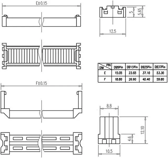 Alt view image 4 of 4 - IDC D-Sub Ribbon Cable Connector 37-pin 2-row Female Socket IDC Crimp Port Terminal Breakout for Flat Ribbon Cable Blue