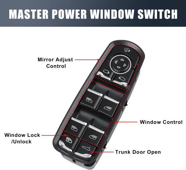 Alt view image 3 of 5 - Front Left Power Door Window Switch 7PP959858RDML for 2010-2014 Porsche Panamera