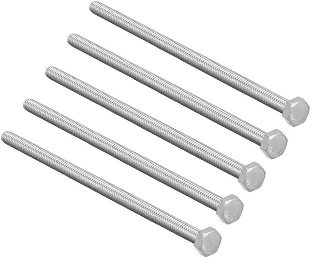 Main image of M6 Thread 110mm 304 Stainless Steel Hex Head Screws Bolts Fastener 5pcs