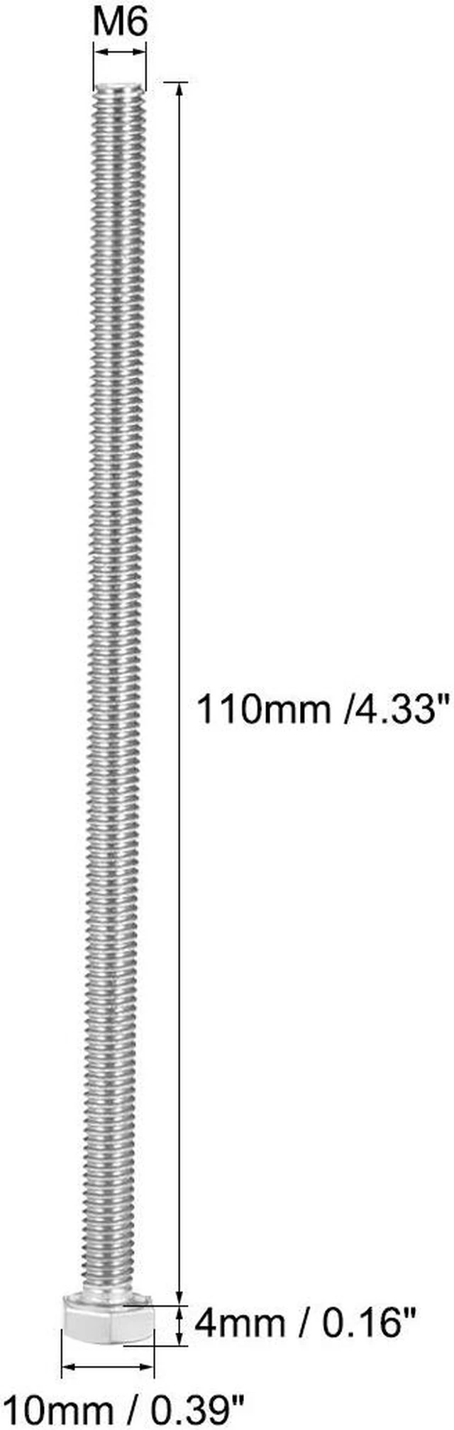 Alt view image 2 of 3 - M6 Thread 110mm 304 Stainless Steel Hex Head Screws Bolts Fastener 5pcs