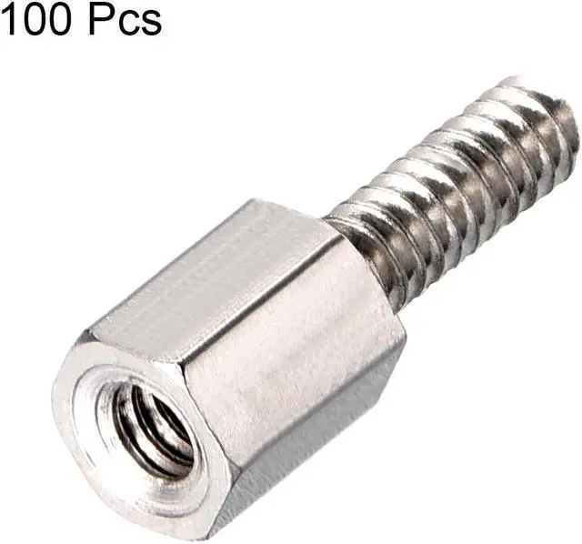Alt view image 3 of 3 - 4-40  5+8mm F/M Brass Hex Standoff Spacer Screws PCB Nickel Plated 100 Pcs