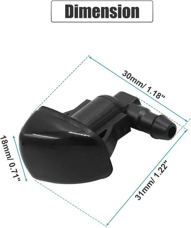 Alt view image 3 of 4 - 2pcs Black Plastic Front Windshield Wiper Washer Nozzles 85381-AE020 for Toyota HiLux