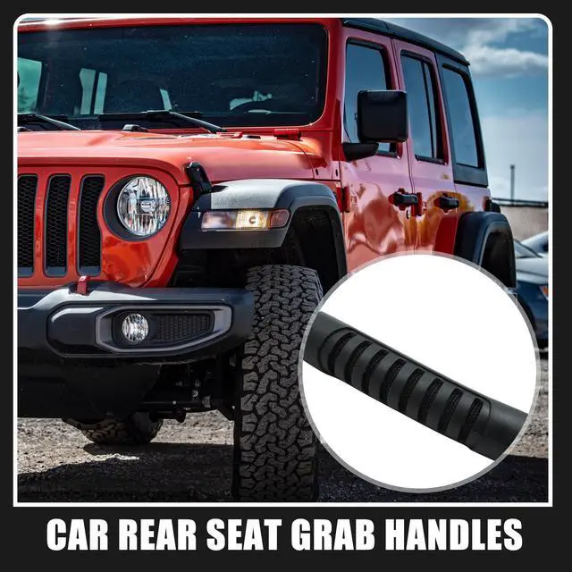 Alt view image 2 of 4 - Car Rear Seat Grab Handle for Jeep Wrangler 2007-2018 - Black 2pcs