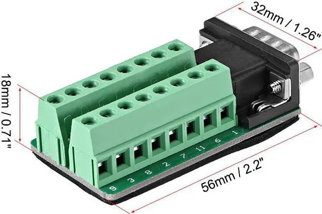 Alt view image 2 of 3 - D-sub DB15 Breakout Board Connector 15 Pin 3-row Male Port Solderless Terminal Block Adapter with Positioning Nuts