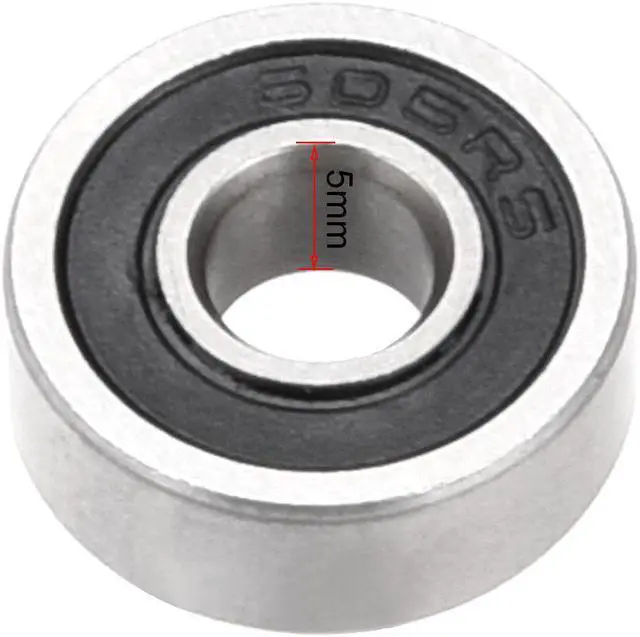 Alt view image 3 of 4 - 5pcs Deep Groove Ball Bearing 605RS Single Sealed, 5mm x 14mm x 5mm Chrome Steel