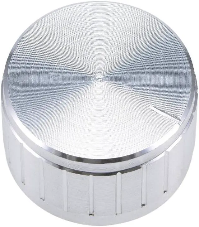 Alt view image 3 of 4 - 2Pcs 26x17mm Aluminium Alloy Potentiometer Volume Control Rotary Knob Knurled Shaft Hole Silver Tone