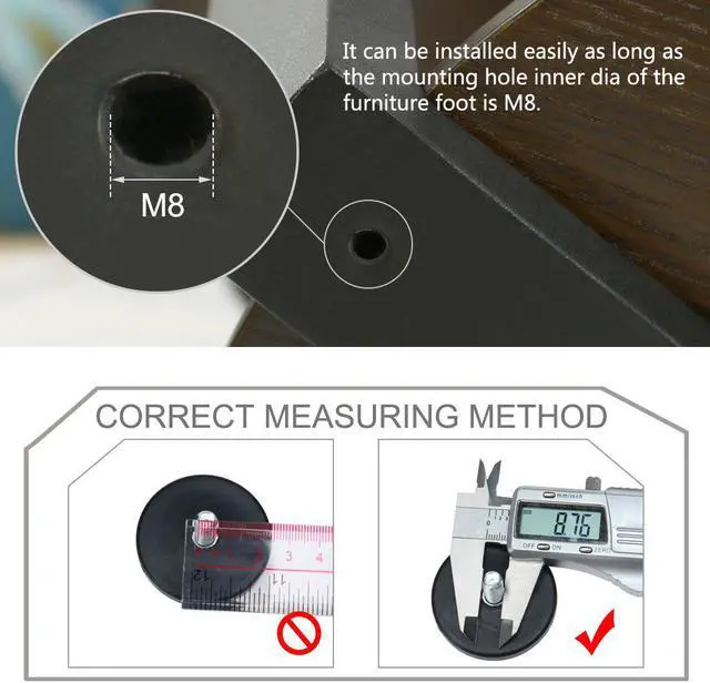 Alt view image 7 of 7 - M8 x 17 x 50mm Leveling Feet Adjustable Leveler Cover for House Cabinet Leg 4pcs