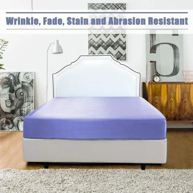 Alt view image 5 of 7 - King Fitted Sheet, Silky Satin Fitted Bed Sheet with Deep Pocket, 100% Luxury Soft Microfiber, Smooth, Cool & Breathable - (King, Purple)