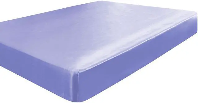 Main image of King Fitted Sheet, Silky Satin Fitted Bed Sheet with Deep Pocket, 100% Luxury Soft Microfiber, Smooth, Cool & Breathable - (King, Purple)