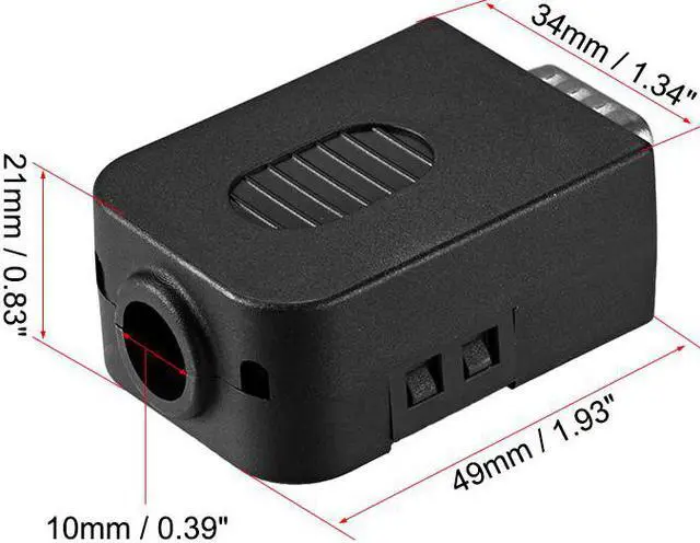 Alt view image 2 of 3 - D-sub DB9 Breakout Board Connector with Case 9 Pin 2 Row Male RS232 Serial Port Solderless Terminal Block Adapter with Thumb Screws