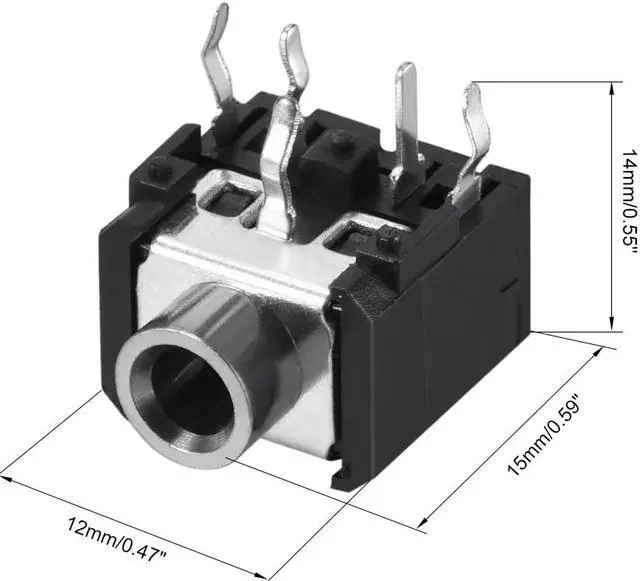 Alt view image 2 of 3 - PCB Mount 3.5mm 6 Pin Socket Headphone Stereo Jack Audio Video Connector PJ306 Black 5Pcs