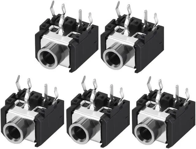 Main image of PCB Mount 3.5mm 6 Pin Socket Headphone Stereo Jack Audio Video Connector PJ306 Black 5Pcs
